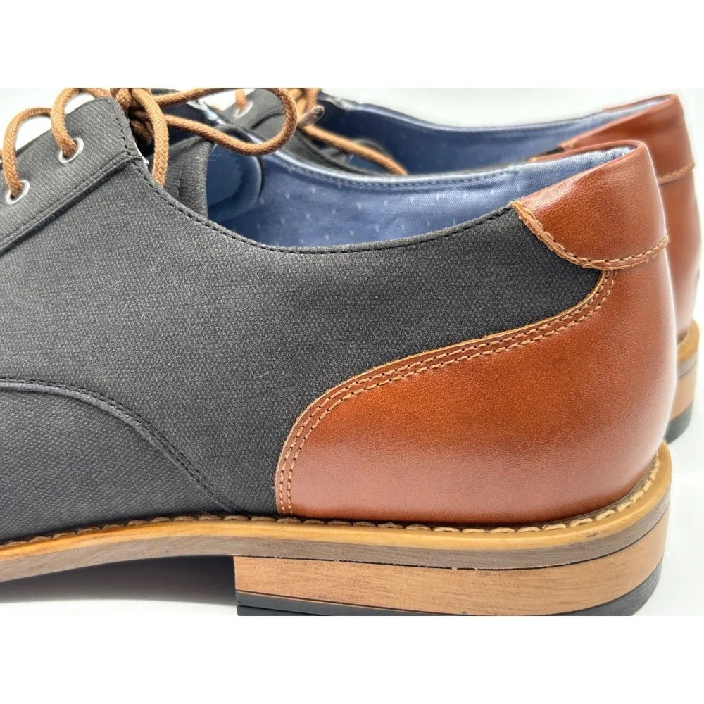 Perry Ellis Portfolio Men's Canvas Derby Oxford Shoes Gray Sz 13 Casual Lace-Up
